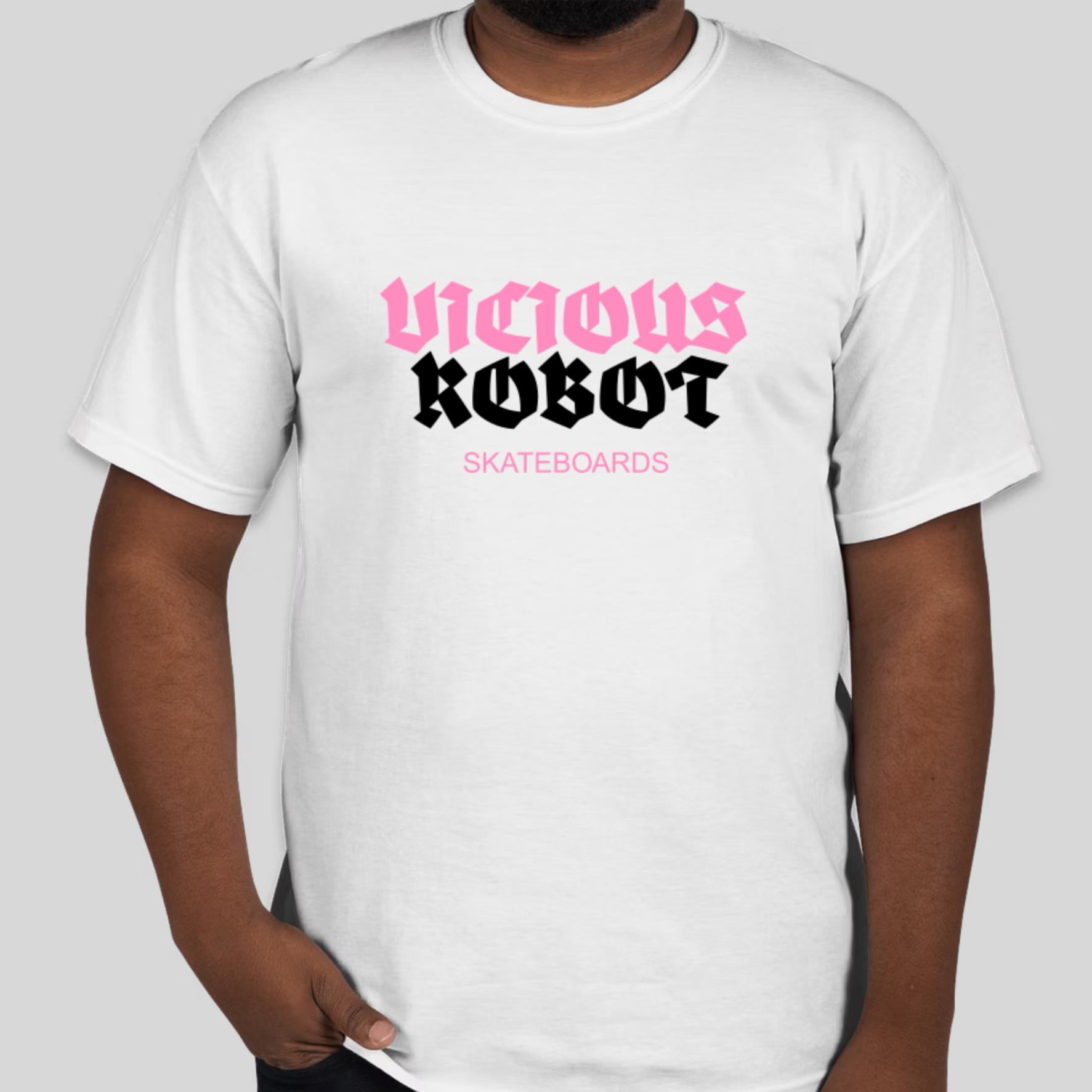 Vicious Robot Skateboards ~T-Shirt ~ Pink & Black